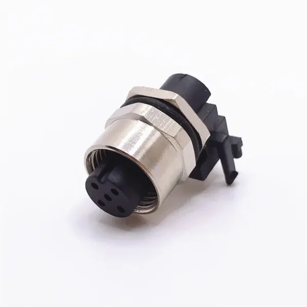 M12 5PIN FEMALE PCB MOUNT RIGHT ANGLED